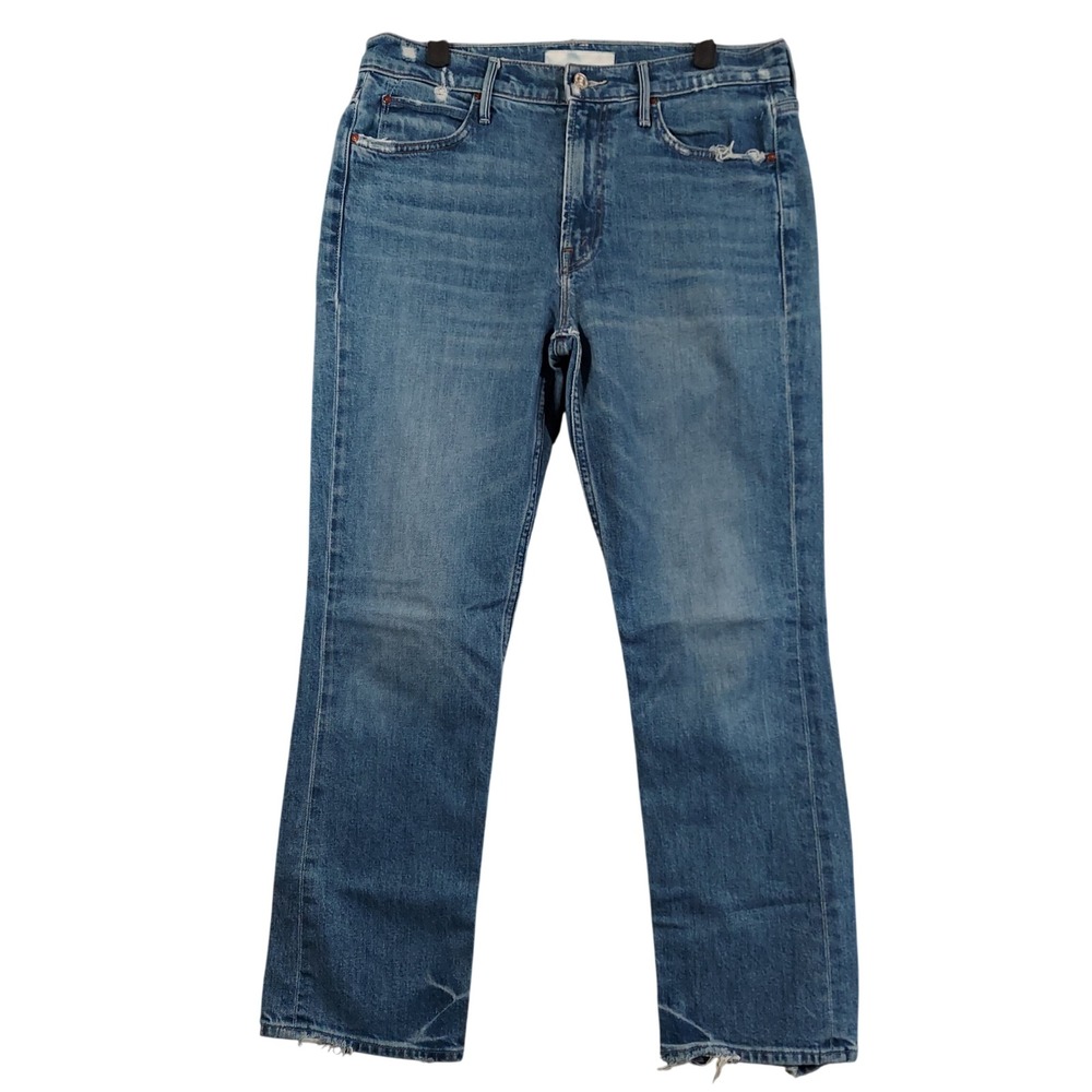 Mother The Dutchie Ankle Jeans Women 30x28 Blue Distressed Straight